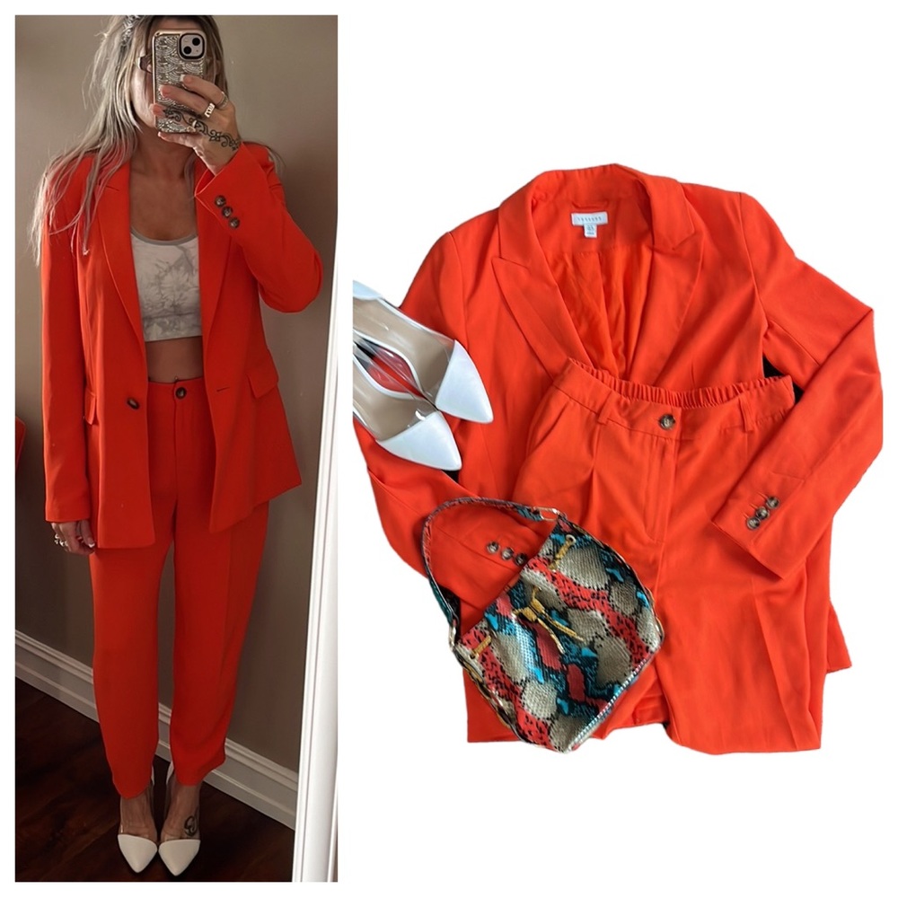 Top Shop orange ankle pant suit